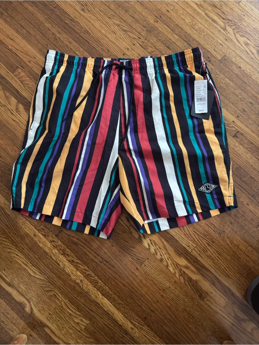 PacSun Striped Multicolor Men's Swim Trunks